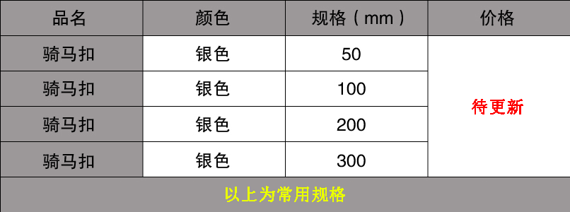 騎馬扣規(guī)格